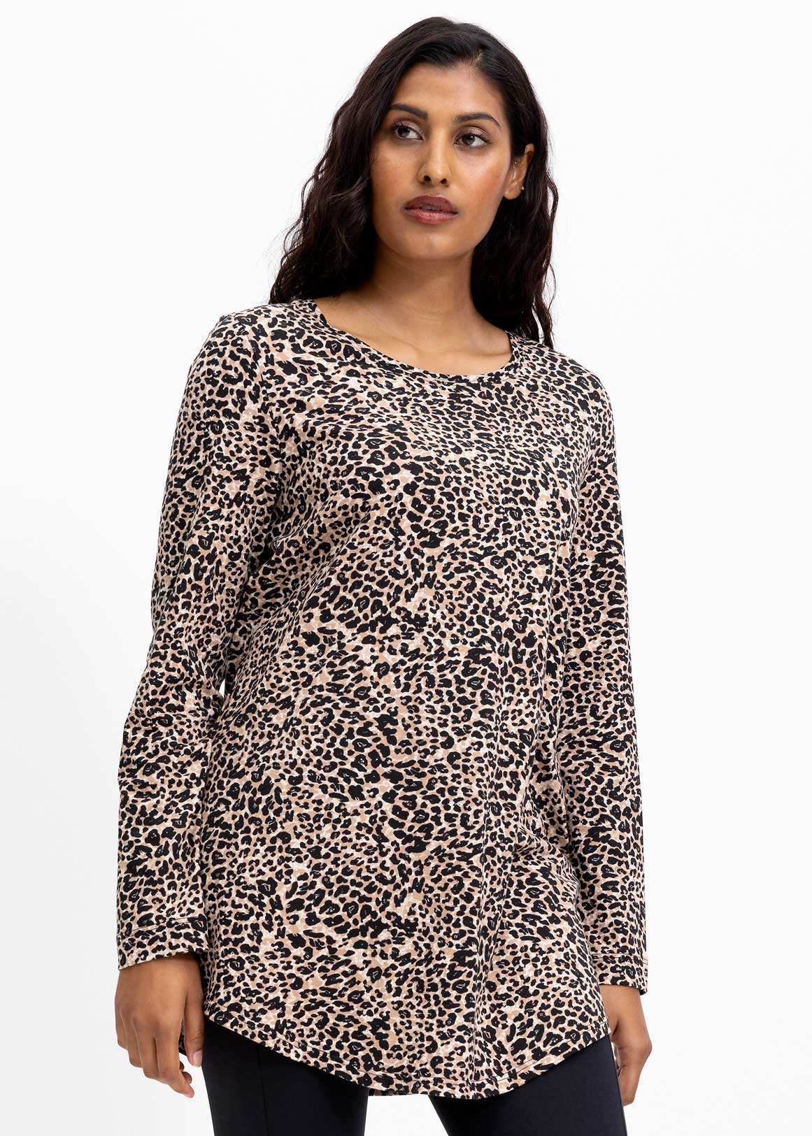 Longline Animal Print Stretch Cotton Tunic | Woolworths.co.za