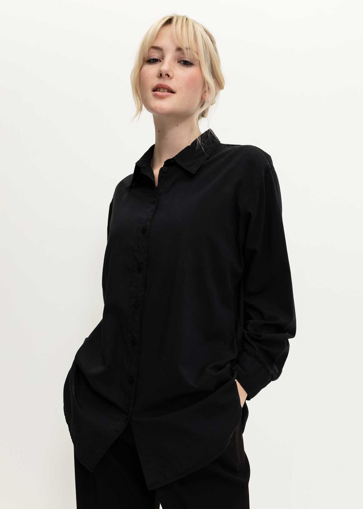 Longline Cotton Modal Blend Shirt | Woolworths.co.za