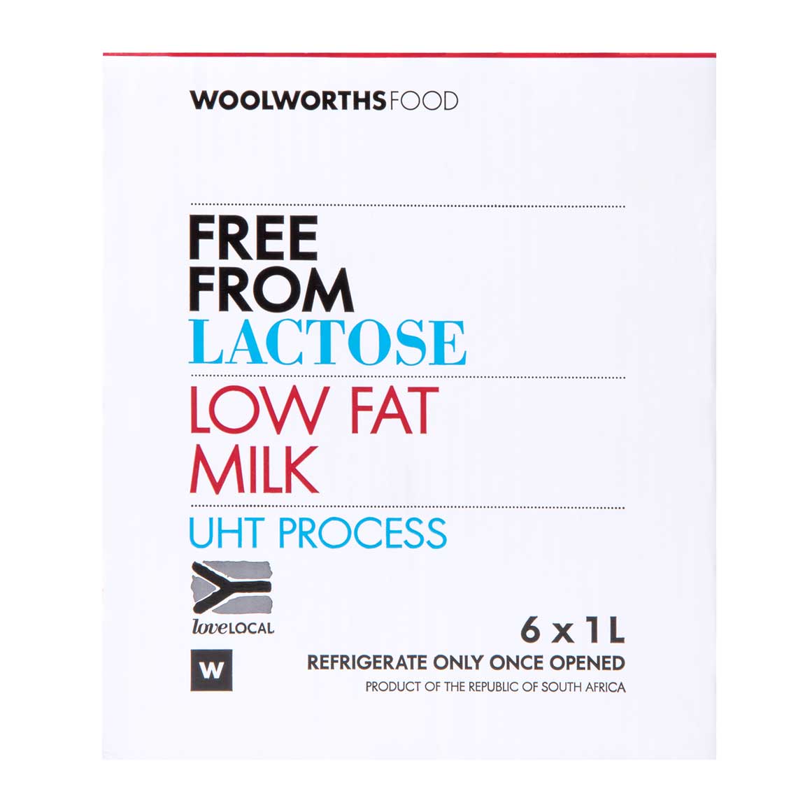 Low Fat Lactose Free Milk 6 x 1 L