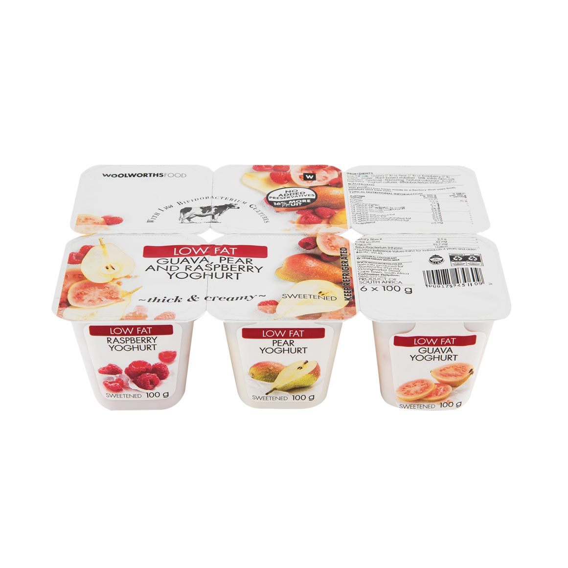 Low Fat Raspberry, Pear & Guava Yoghurt 6 x 100 g | Woolworths.co.za