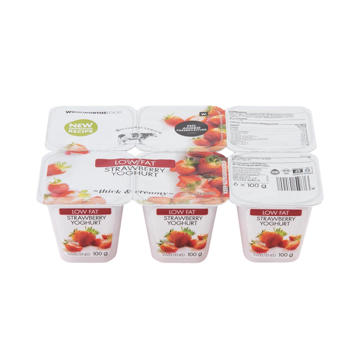 Low Fat Strawberry Yoghurt 6 X 100 G Za