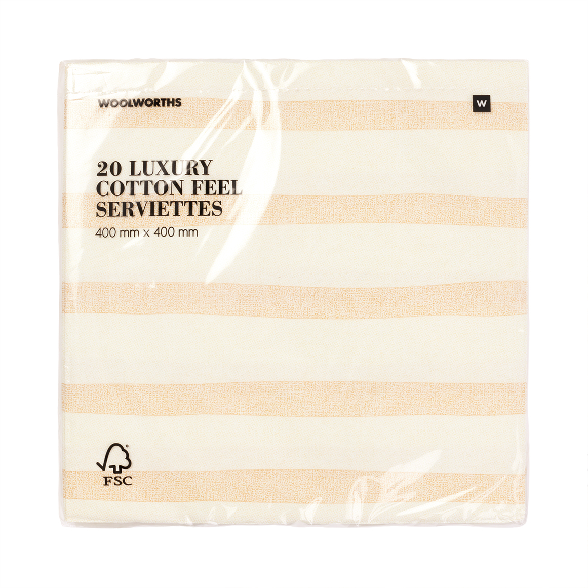 Luxury Cotton Feel Striped Design Serviettes 20 pk