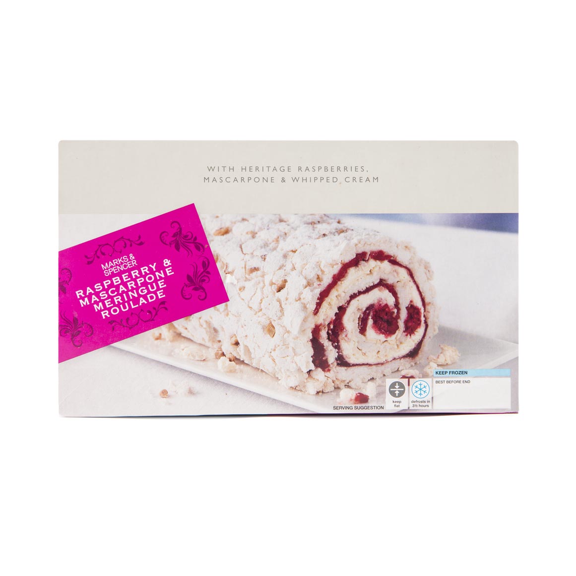 Woolworths Raspberry Icing M&S Frozen Raspberry & Mascarpone Meringue Roulade 530g | Woolworths.co.za