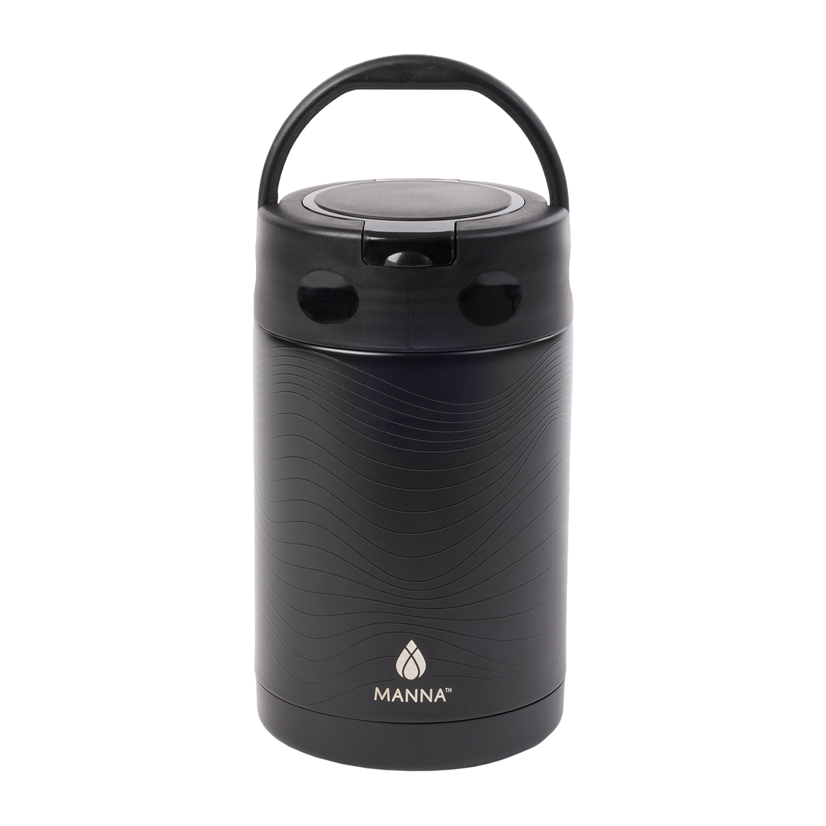 Manna Black Core Lines Food Pot with Collapsible Spoon 473 ml
