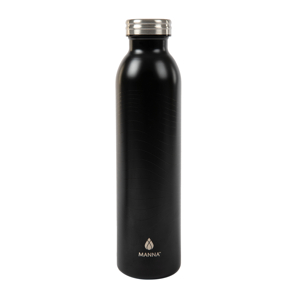 Manna Retro Black Core Lines Design Stainless Steel Bottle 591 ml