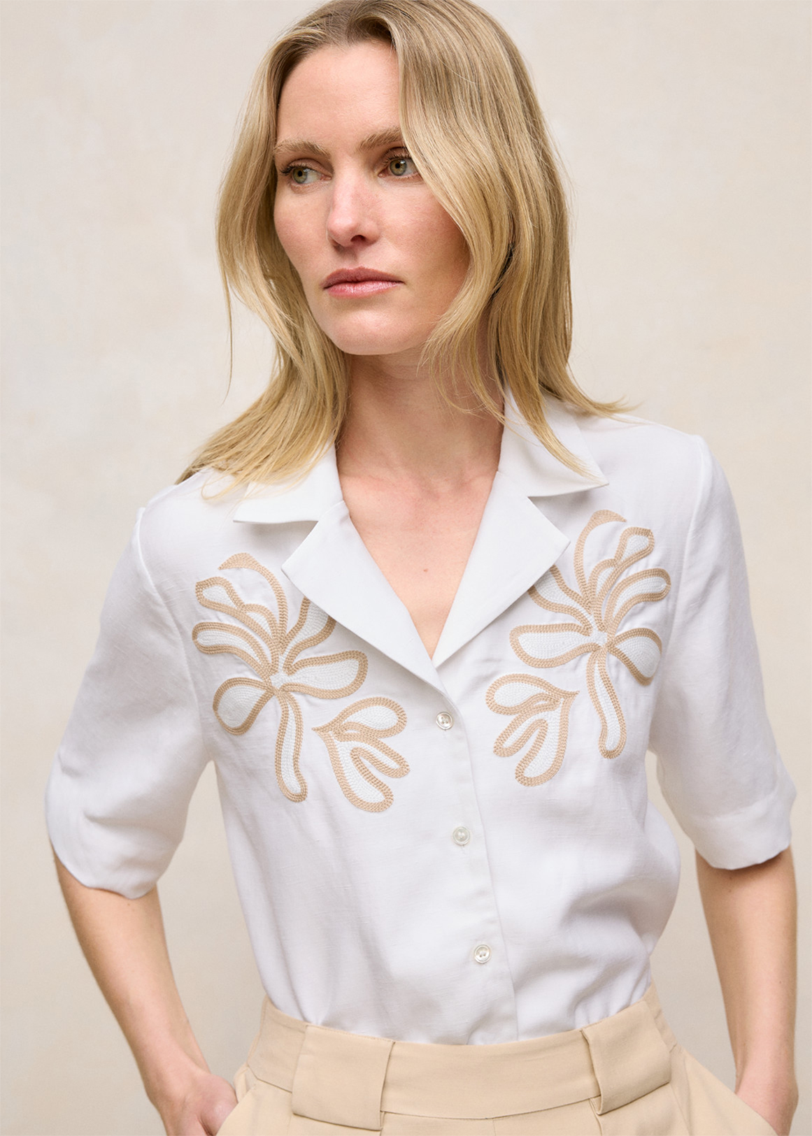 Marea Embroidered Short Sleeve Shirt