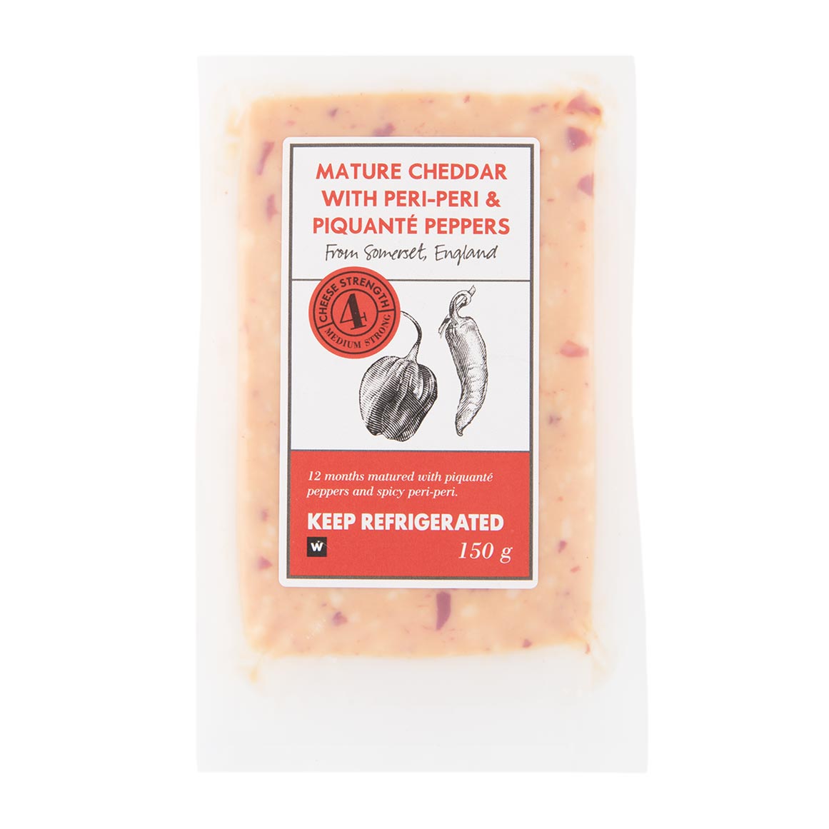 Mature Cheddar with Peri Peri & Piquanté Peppers 150 g