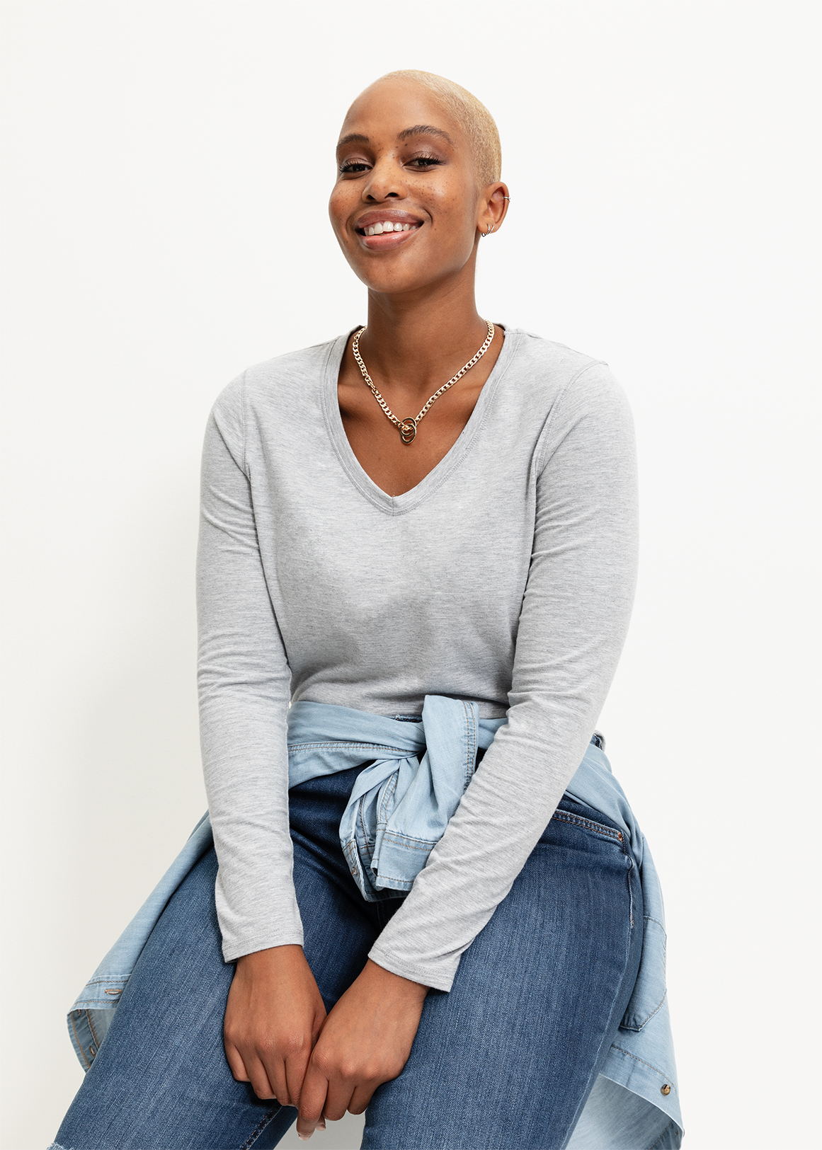 Melange V-neck Stretch T-shirt | Woolworths.co.za