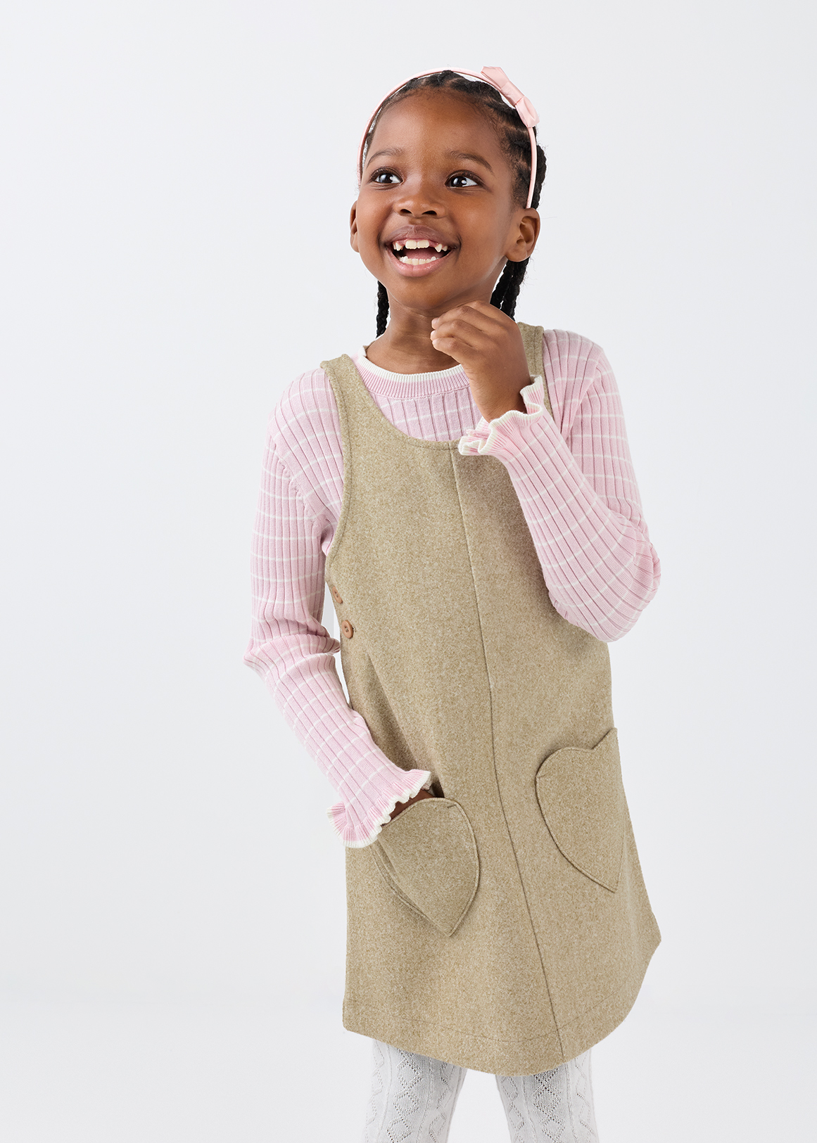 Melton Pinafore Dress & Kniwear Top