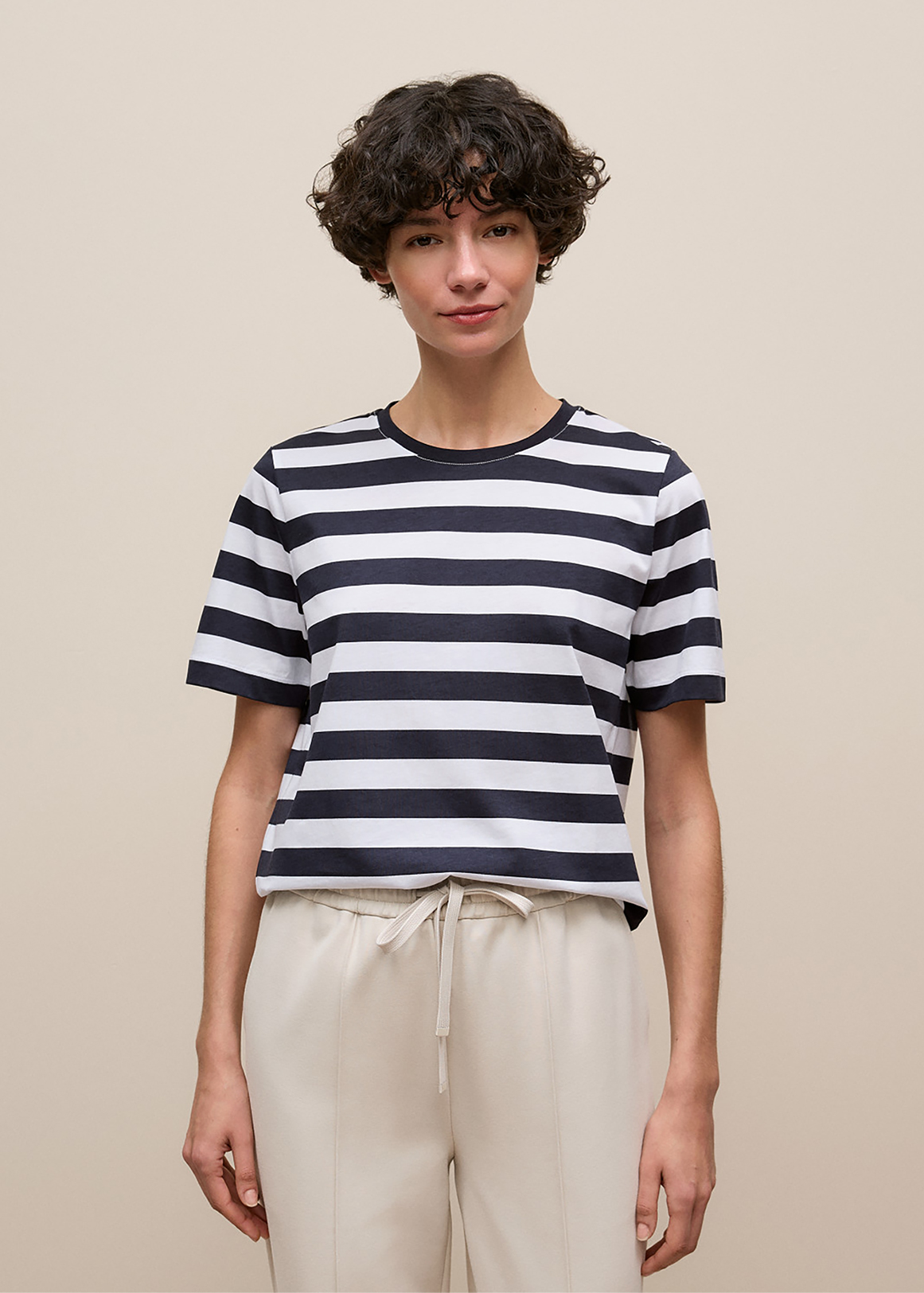 Mercerised Cotton Stripe T-shirt