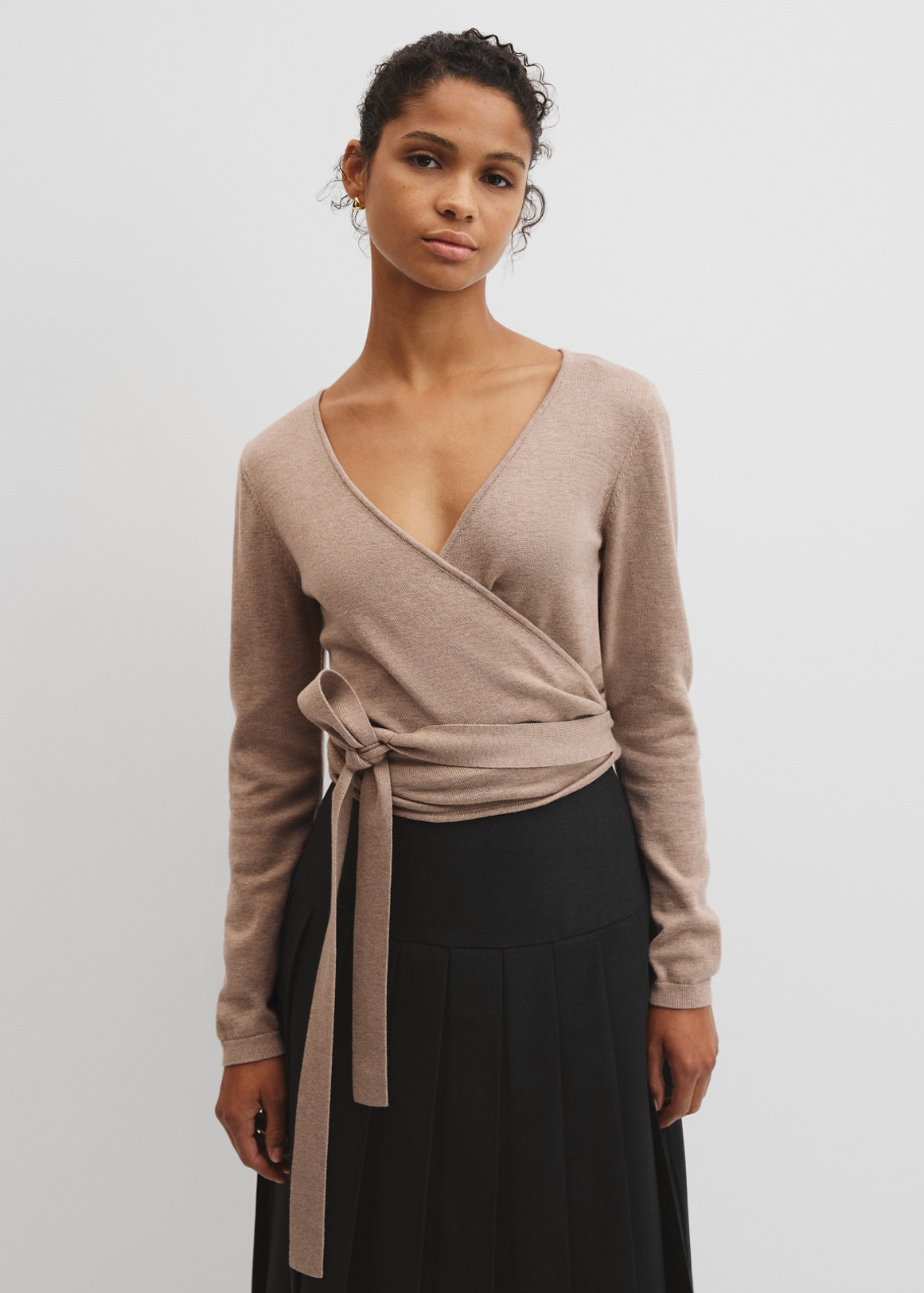 Merino Button Detail Wrap Knit