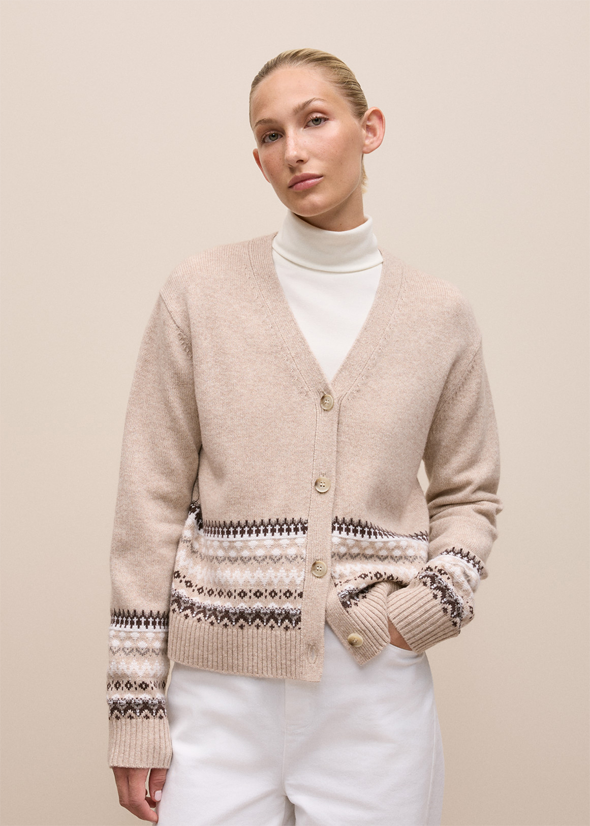 Merino Cashmere Fair Isle Cardigan