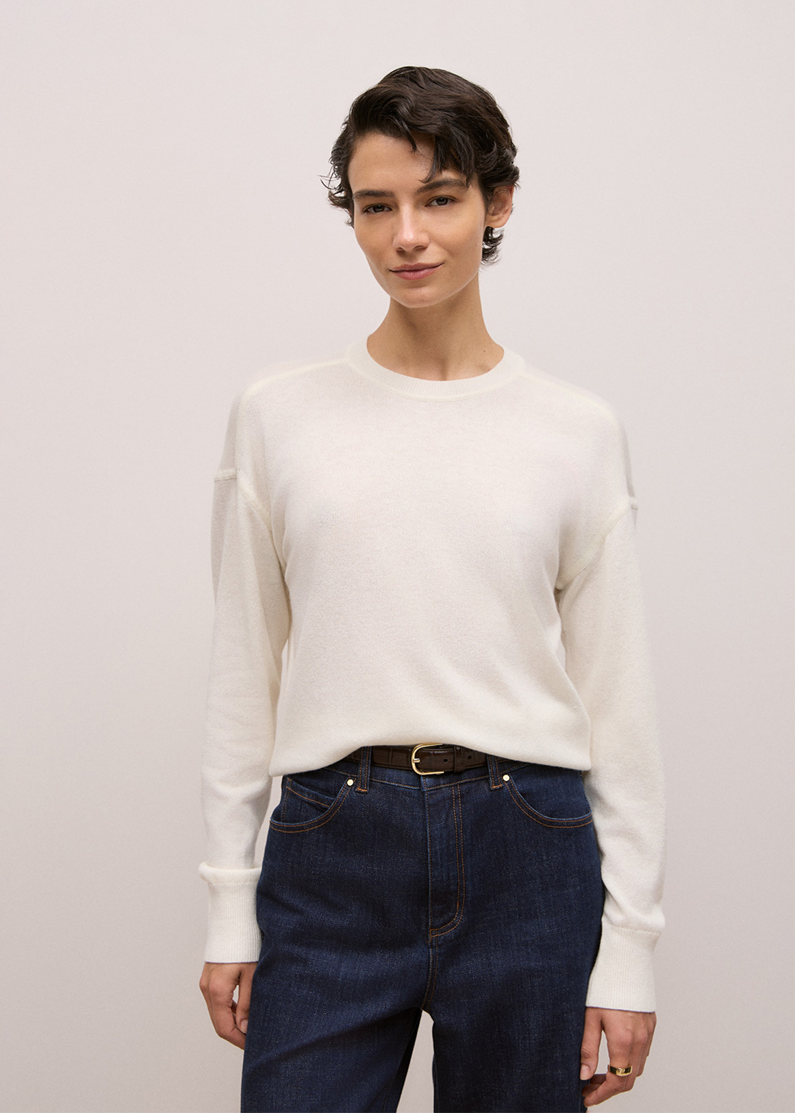 Merino Cashmere Forward Shoulder Seam Crew