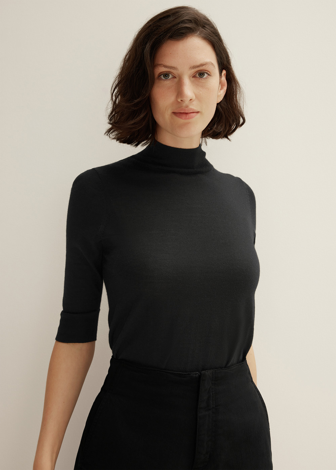 Merino Half Sleeve Mock Neck Knit | Woolworths.co.za