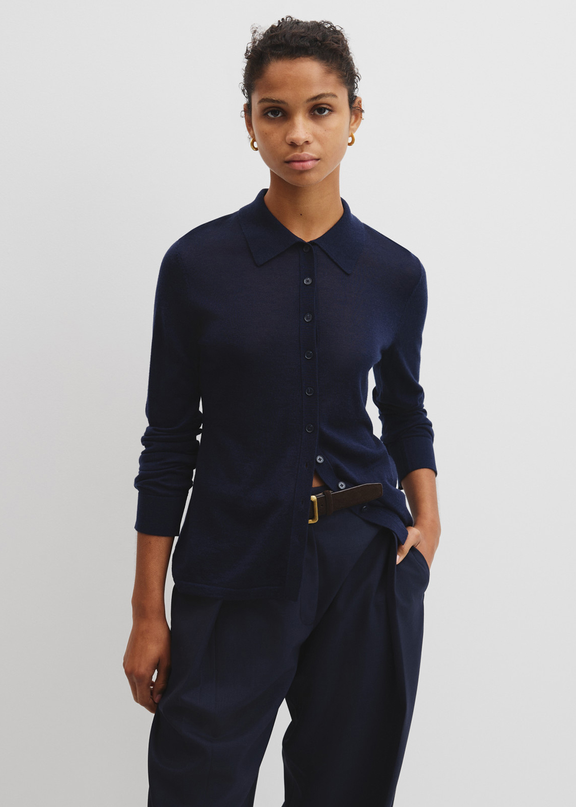Merino Long Sleeve Knit Shirt