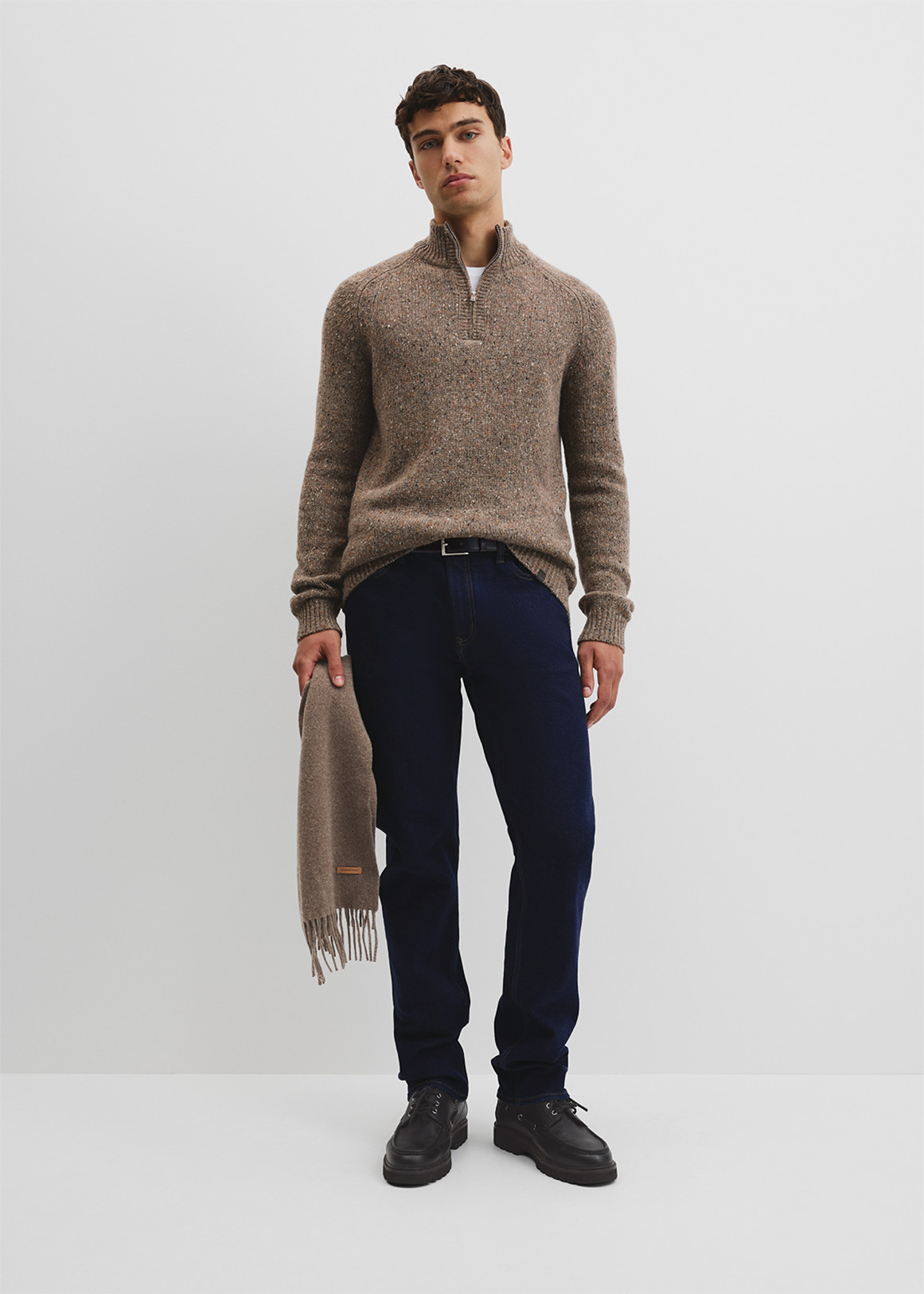 Merino Nep Quarter Zip Knit