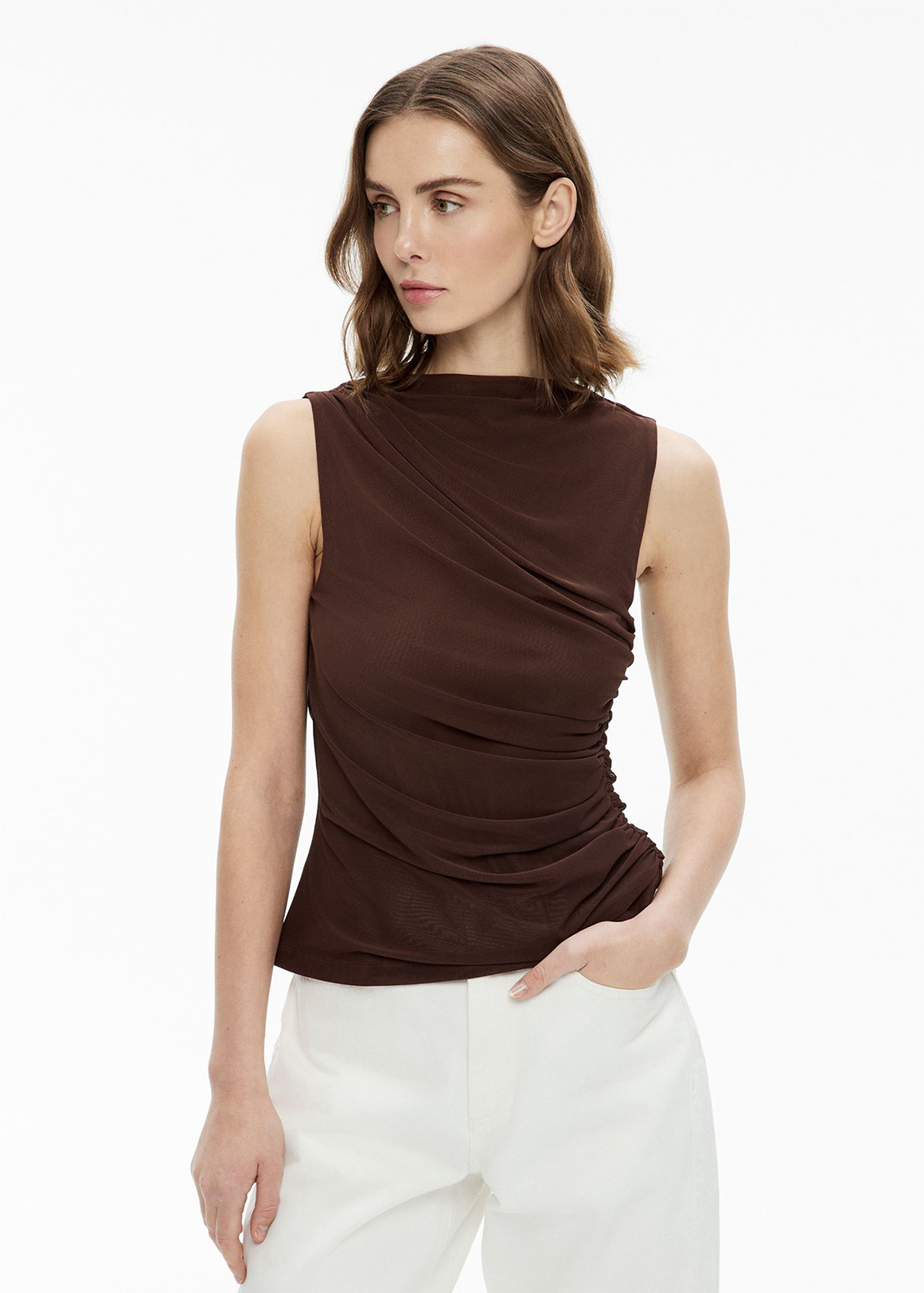 Mesh Drape Tank Top