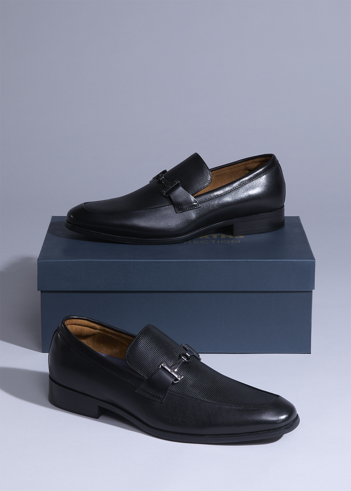 Metal Detail Leather Loafers