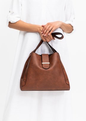 David Jones - Women's Shopping Handbag - Shoulder Bag - PU Leather Long  Handle - Shopper Capacity Medium Size - Elegant City Bag