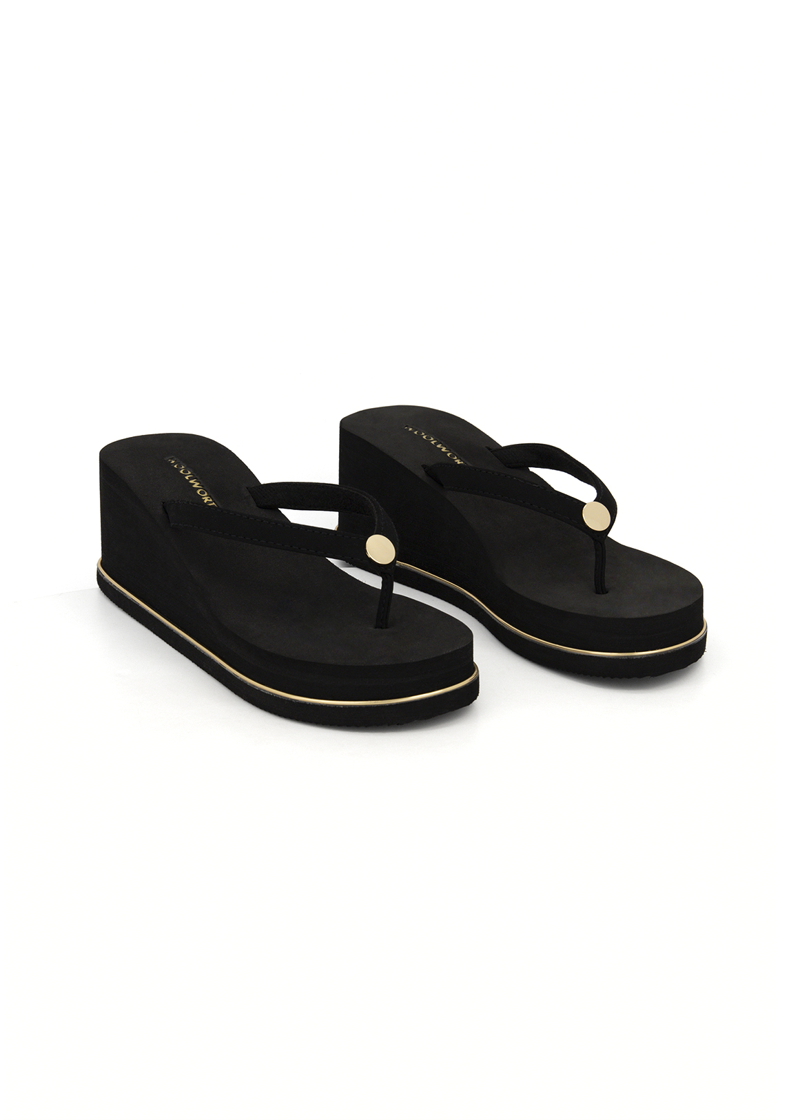 Metal Trim Wedge Flip Flops