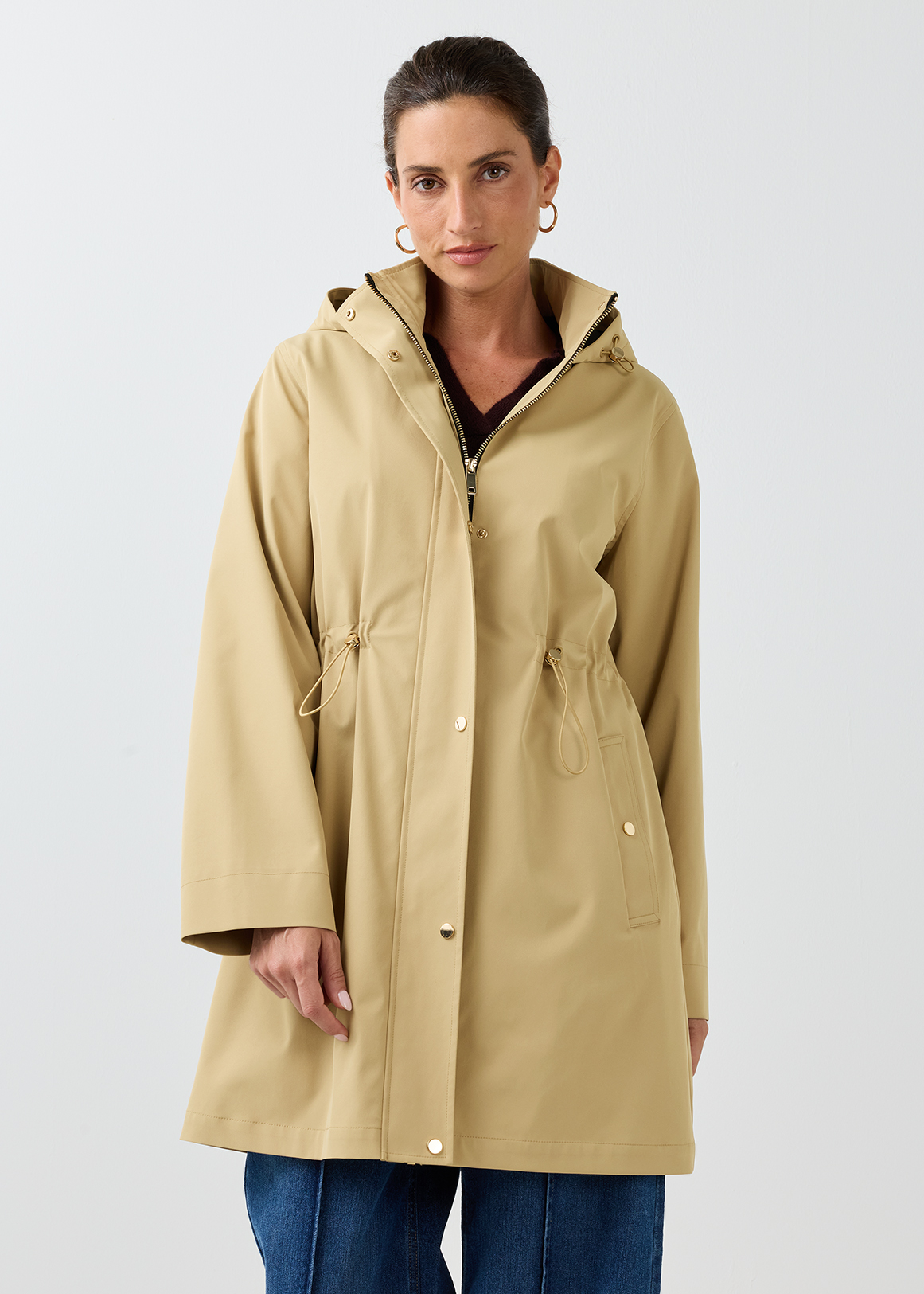 Metallic Trim Hooded Parka Jacket