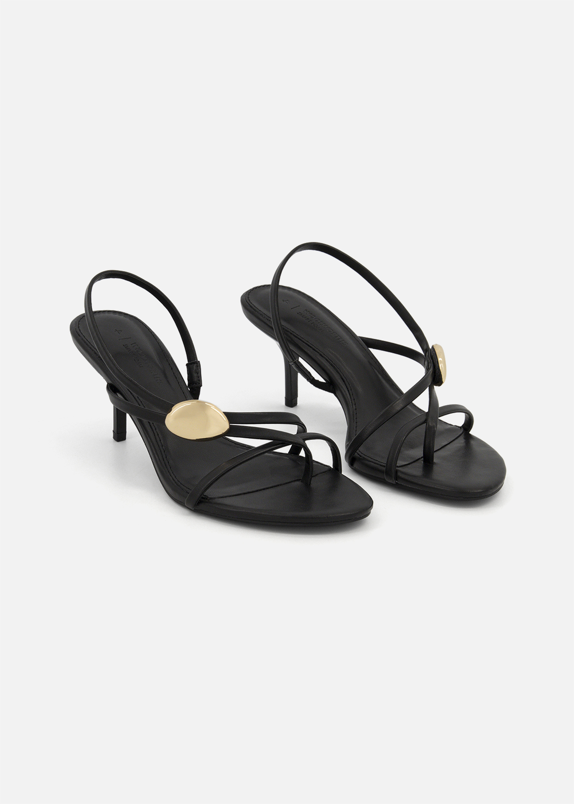 Metallic Trim Strappy Slingback Heel Sandals