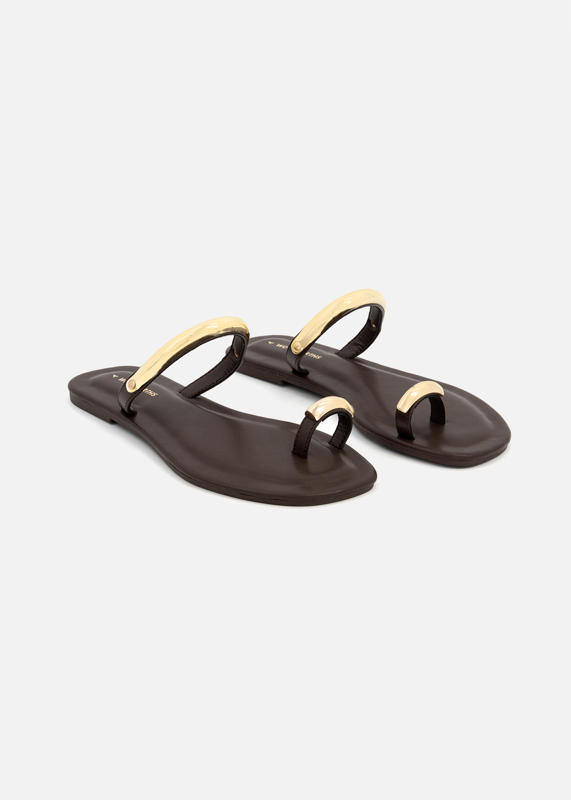Metallic Trim Toe Post Mules