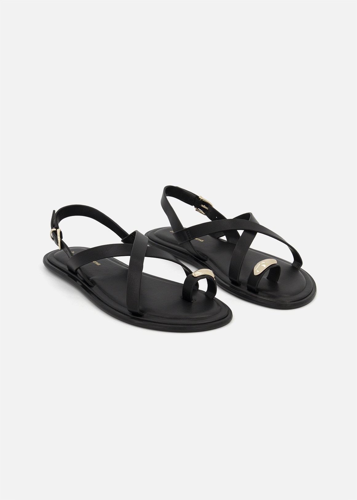 Metallic Trim Toe Post Slingback Sandals