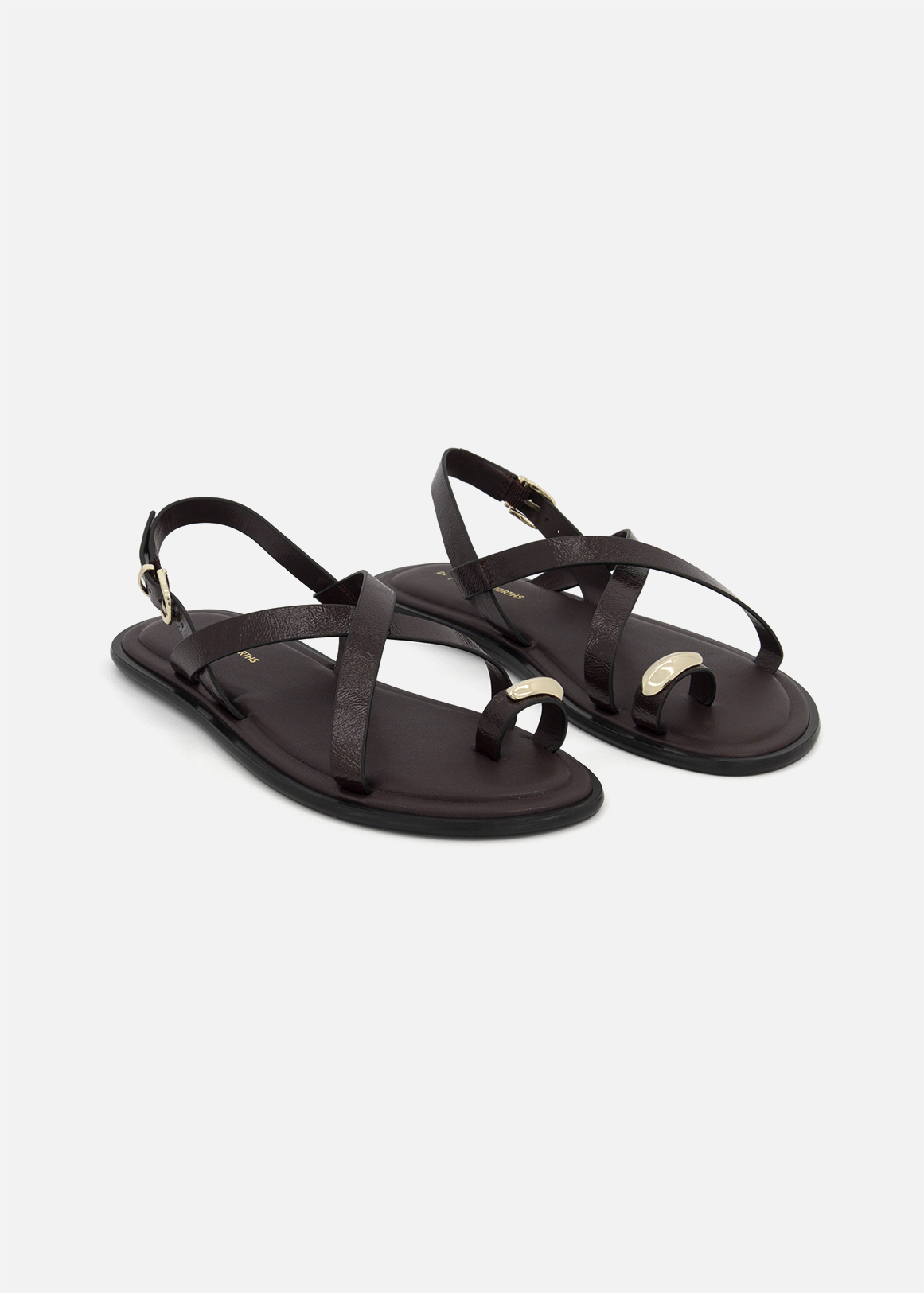 Metallic Trim Toe Post Slingback Sandals