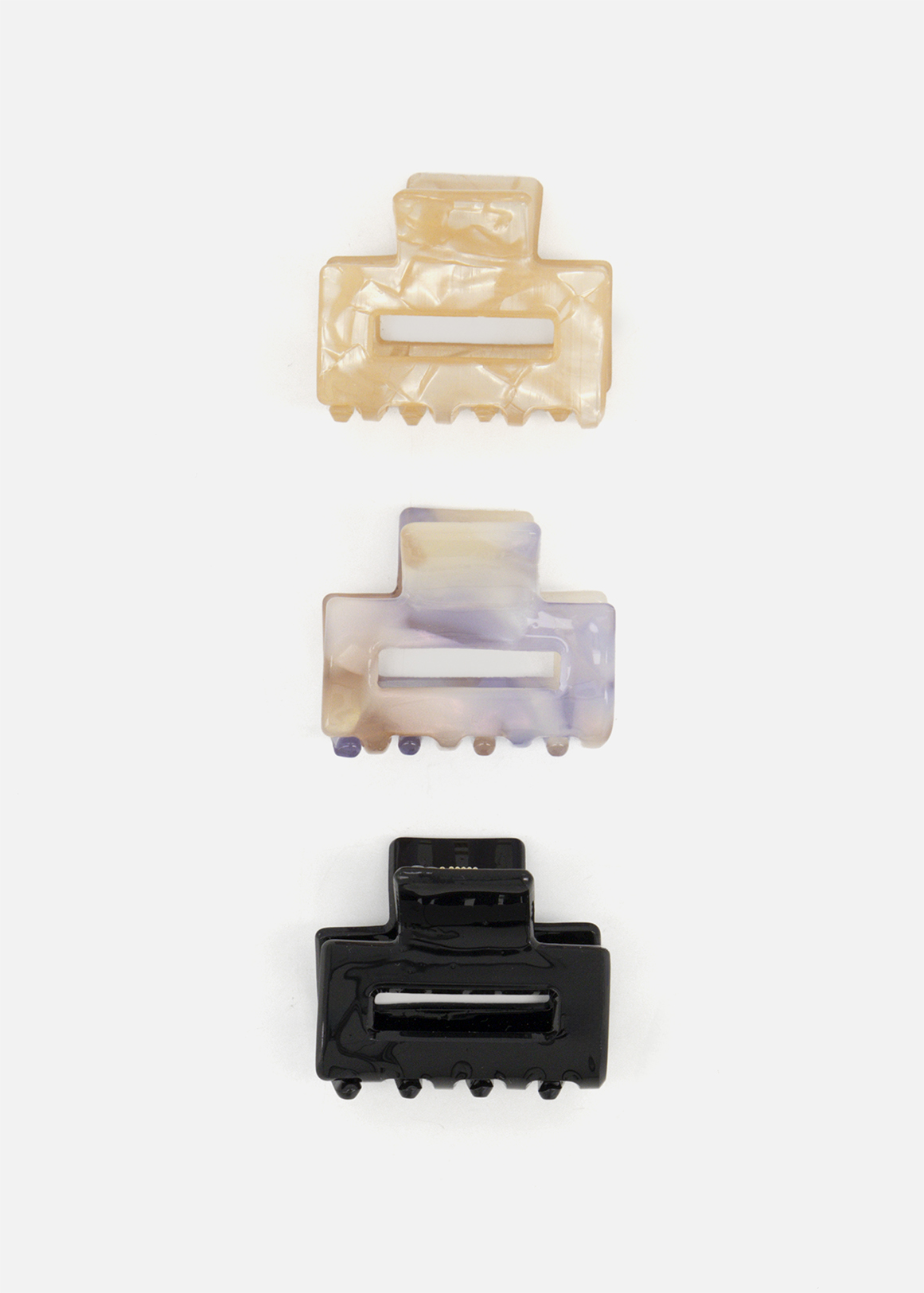 Mini Rectangular Hair Claws 3 Pack