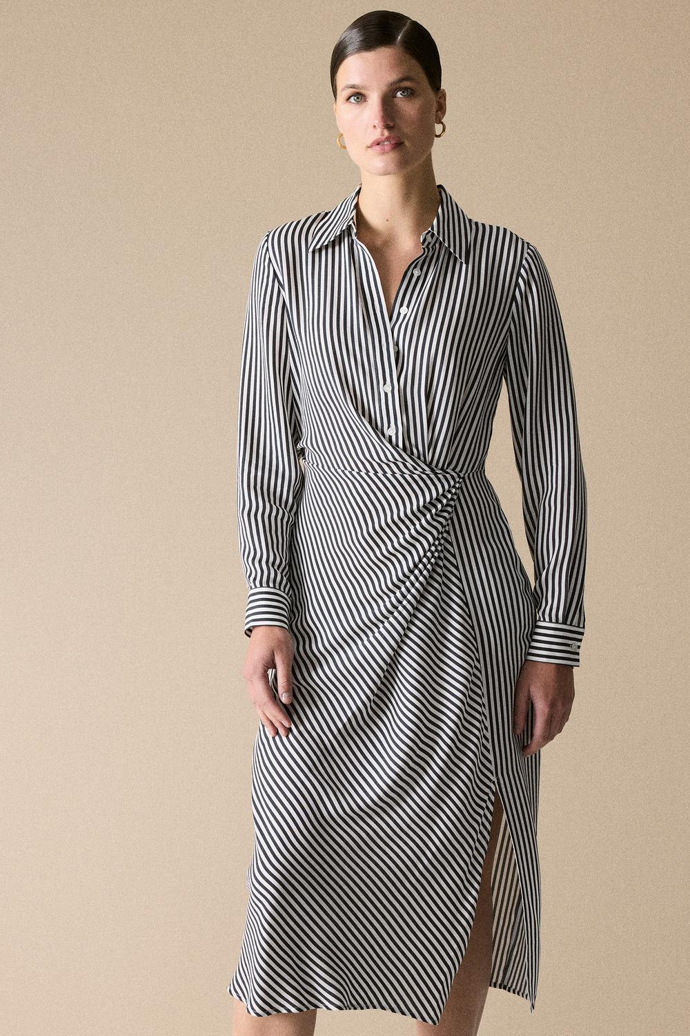 Modal Stripe Shirt Dress