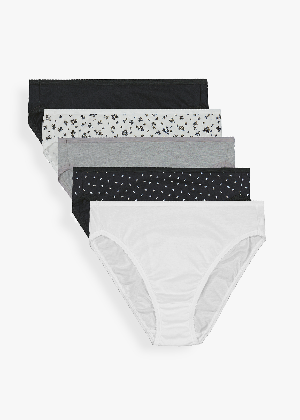 Monochrome Print Cotton Hi-Legs 5 Pack