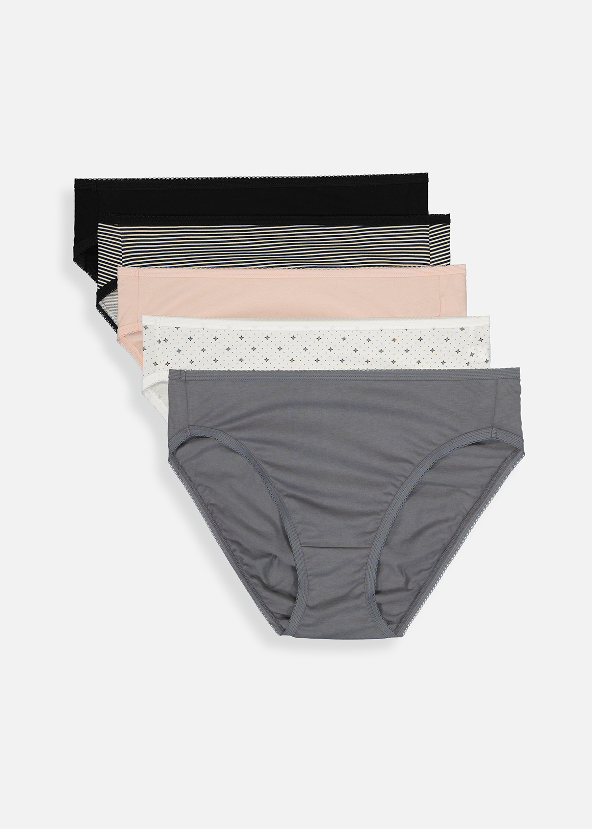 Monochrome Stretch Cotton Hi-legs 5 Pack