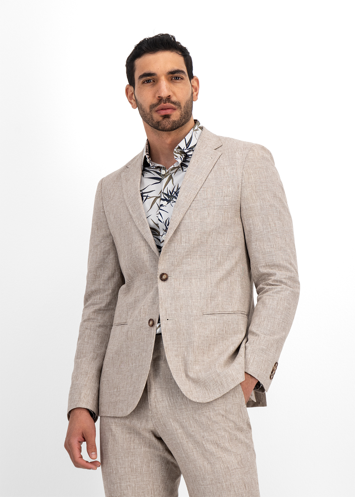 Natural Check Slim Fit Linen Blend Suit Jacket | Woolworths.co.za