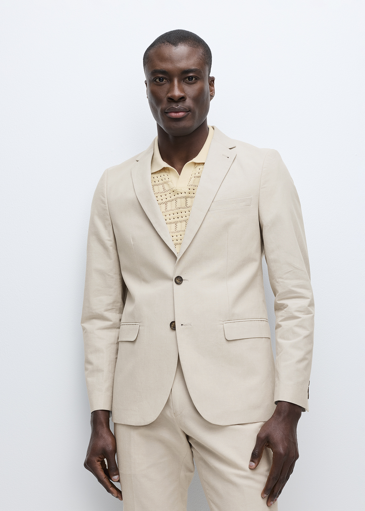 Natural Slim Fit Linen Blend Suit Jacket