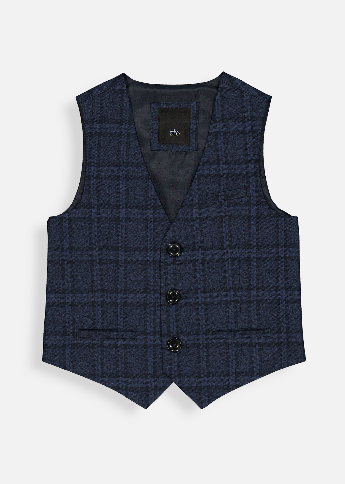 Navy Check Waistcoat