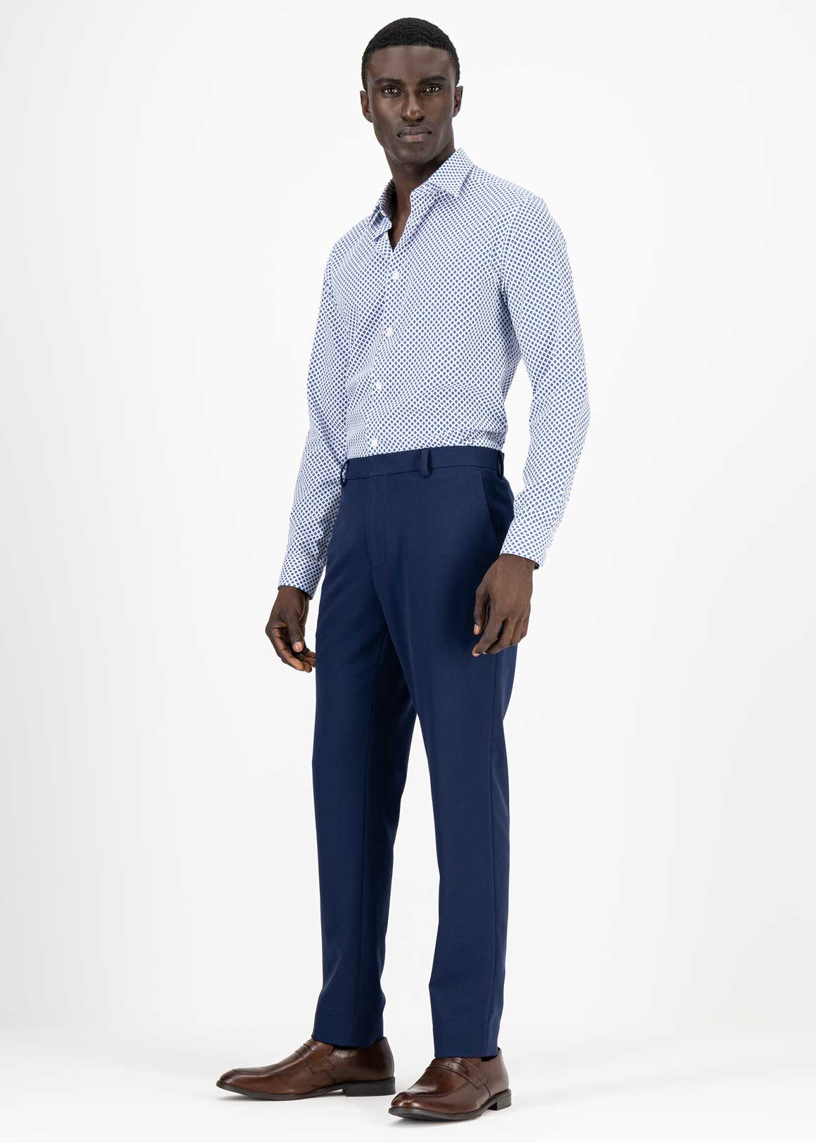 Navy Slim Fit Bi-stretch Trousers | Woolworths.co.za