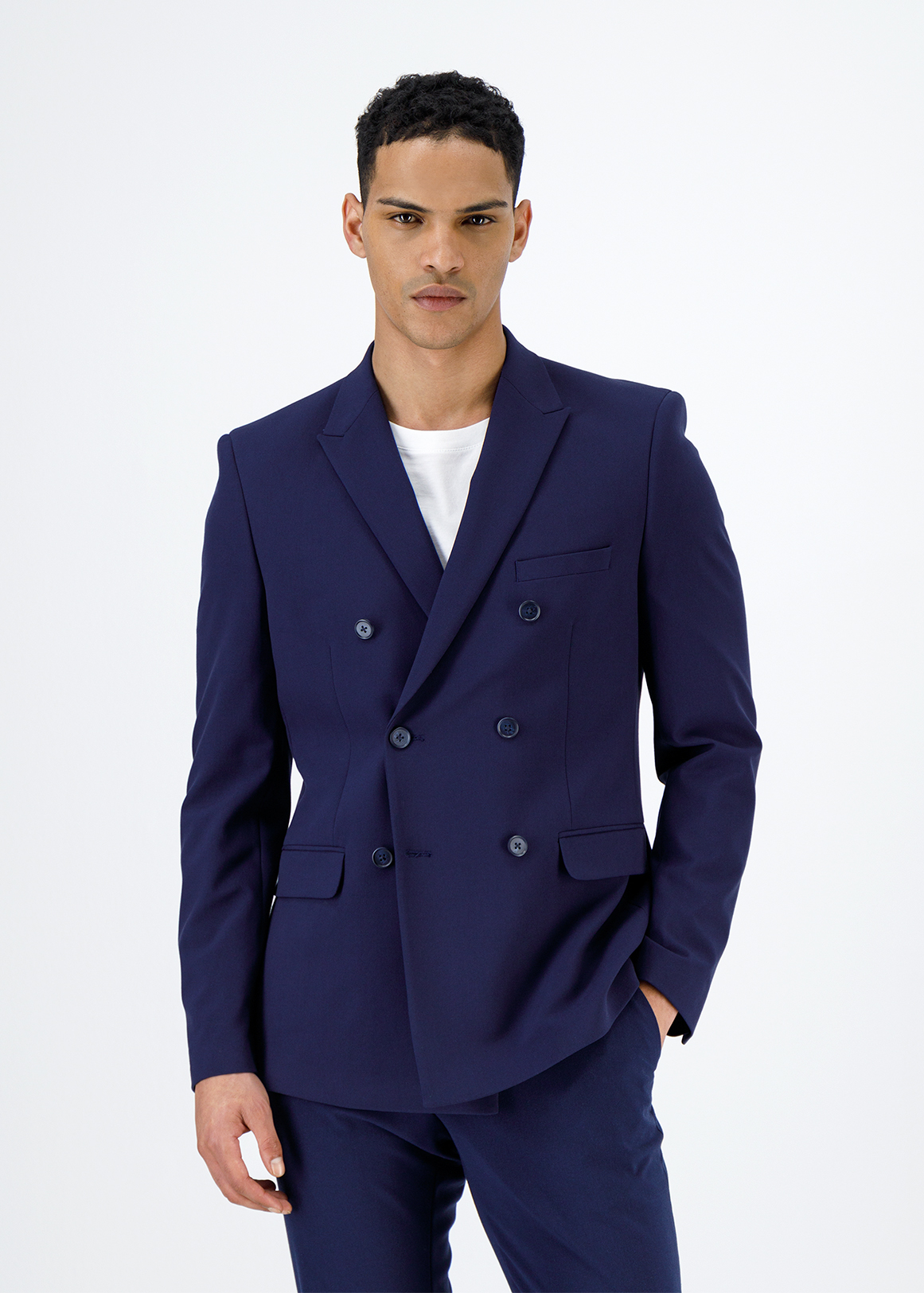 Navy Slim Fit Double Breasted Suit Jacket | Woolworths.co.za