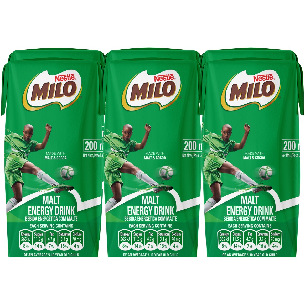 Nestlé Milo Malt Energy Drink 6 x 200 ml