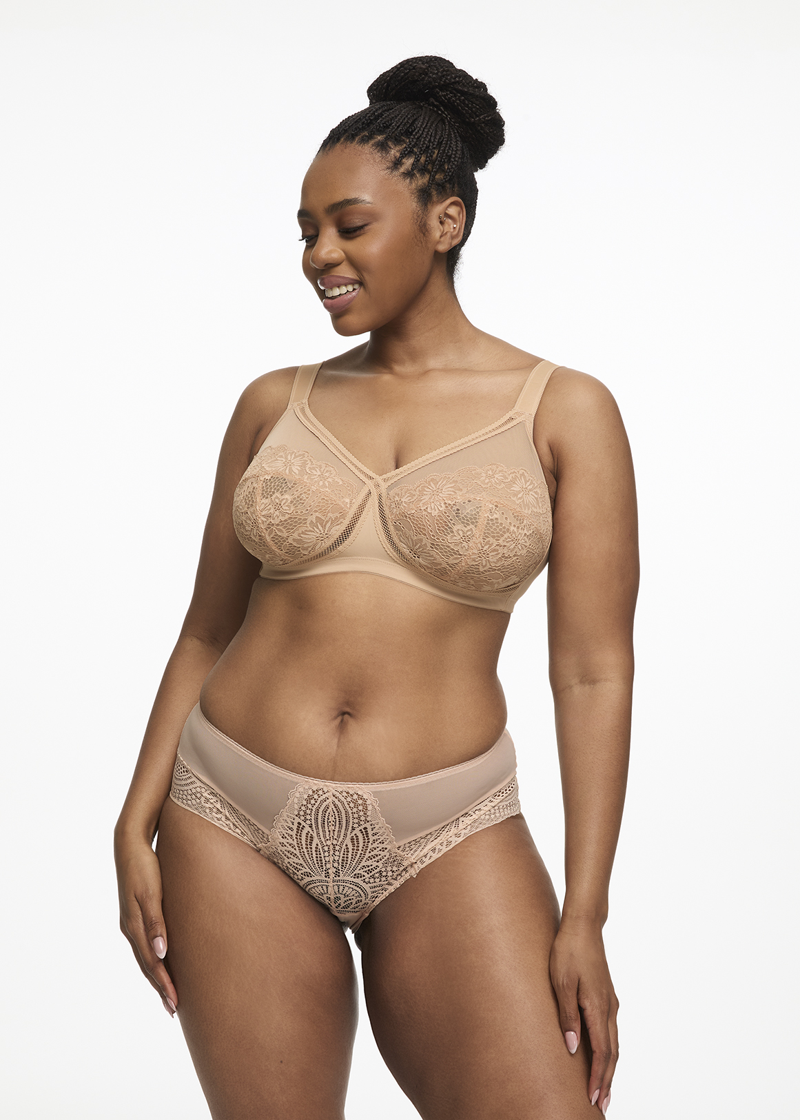Non Padded Non-wire Lace & Mesh Full Cup Bra B - E