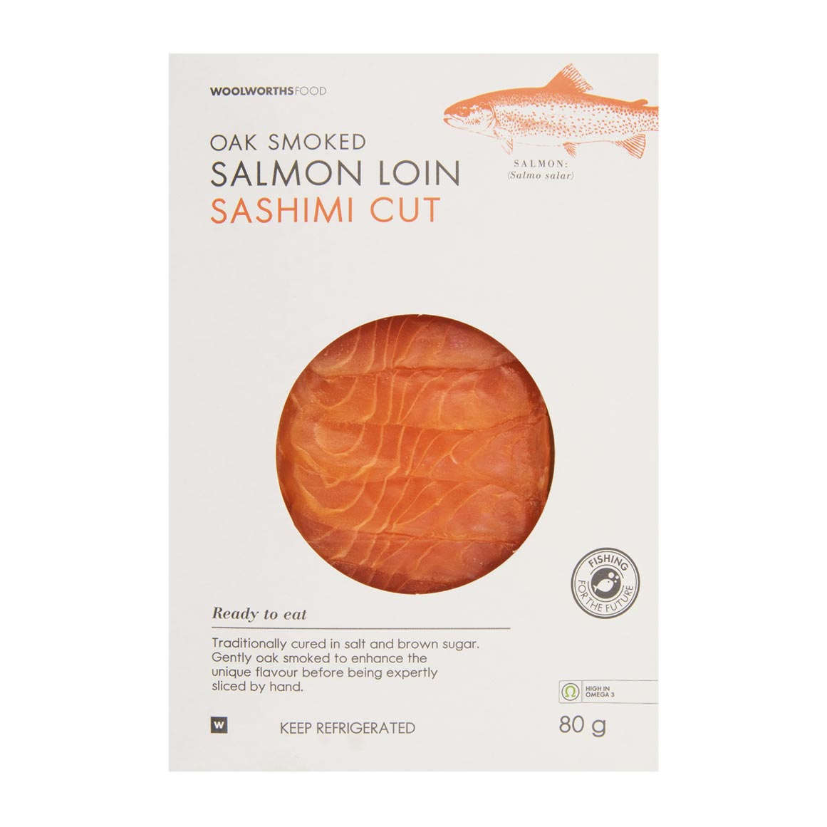 Oak Smoked Salmon Loin Sashimi Cut 80g | Woolworths.co.za