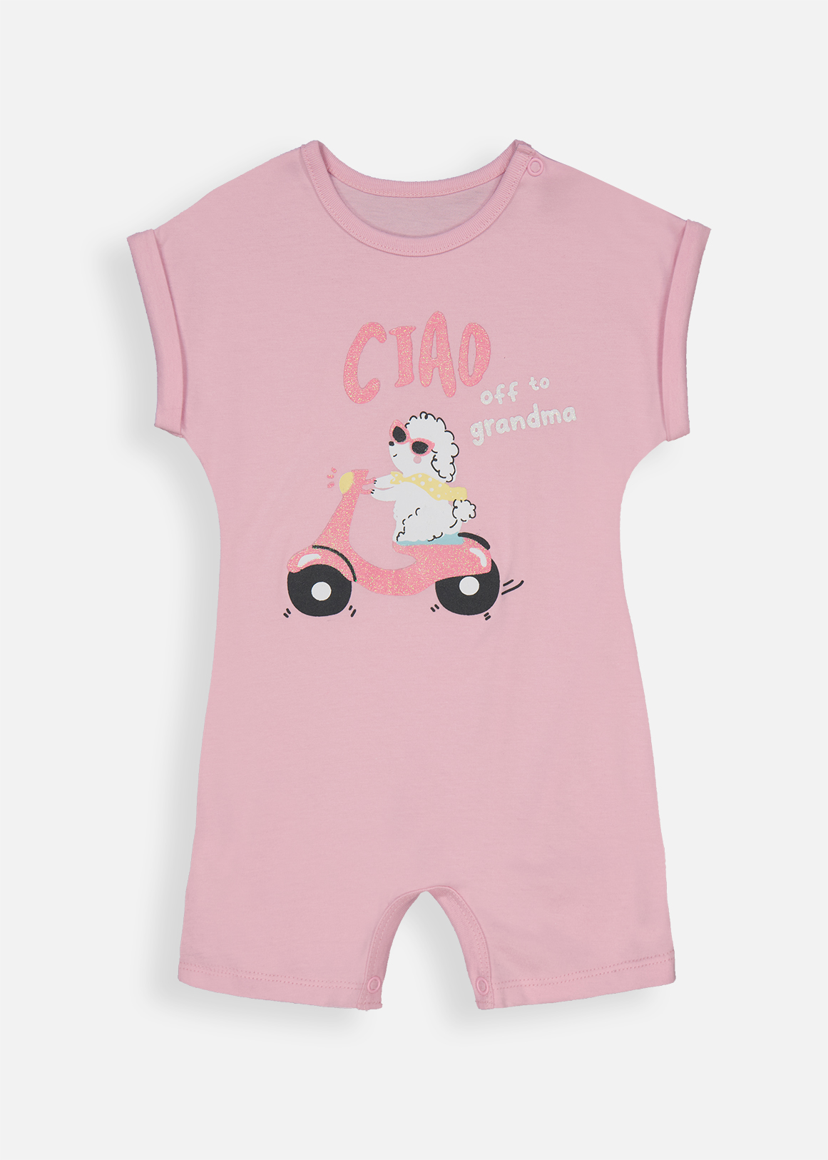 Off to Grandma Slogan Cotton Romper