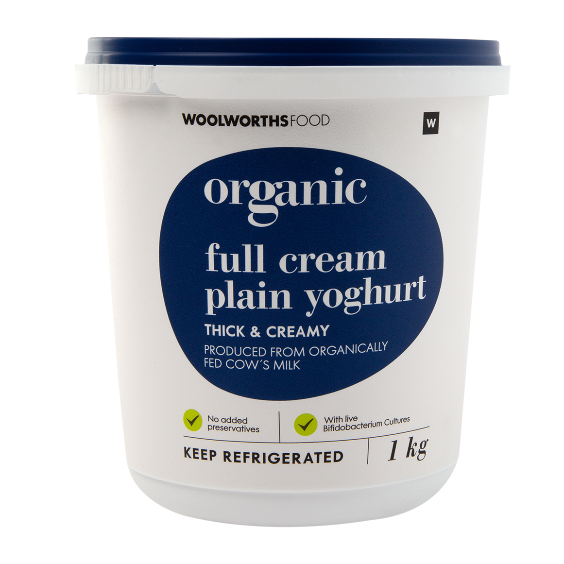 Organic Full Cream Plain Yoghurt 1 kg