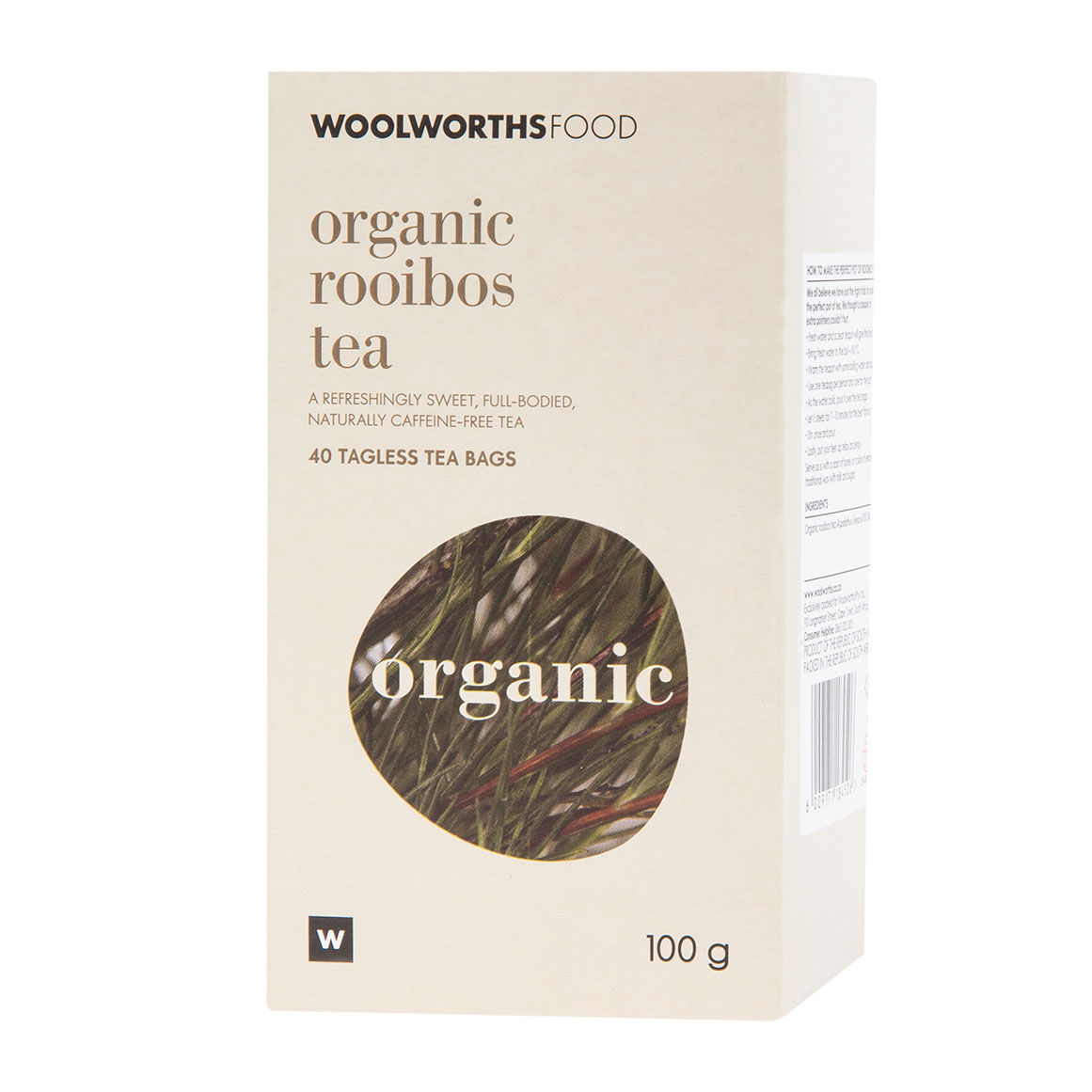 Organic Rooibos Tagless Tea Bags 40 pk | Woolworths.co.za