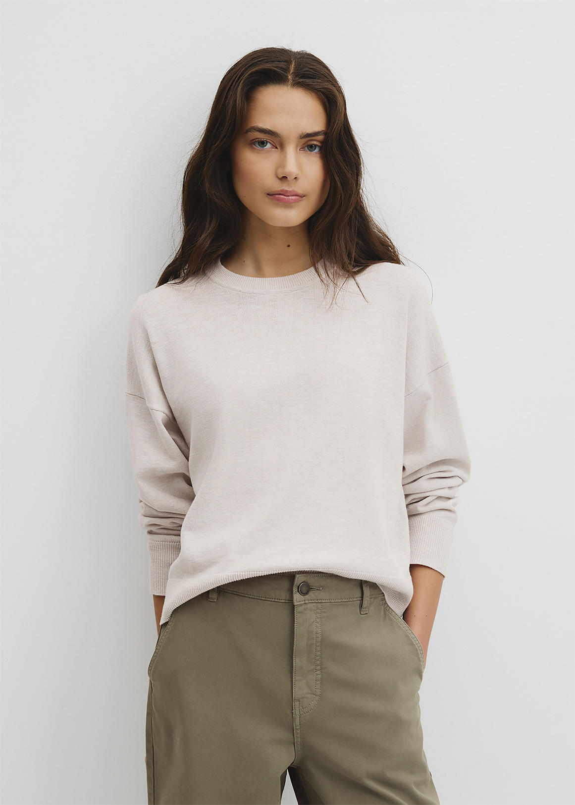 Organically Grown Cotton Linen Crew Neck Knit