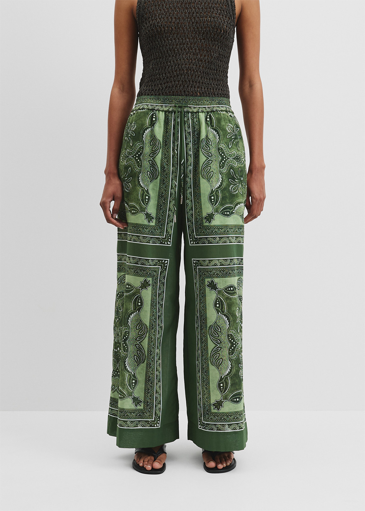 Organically Grown Cotton Scarf Print Pull-On Pant