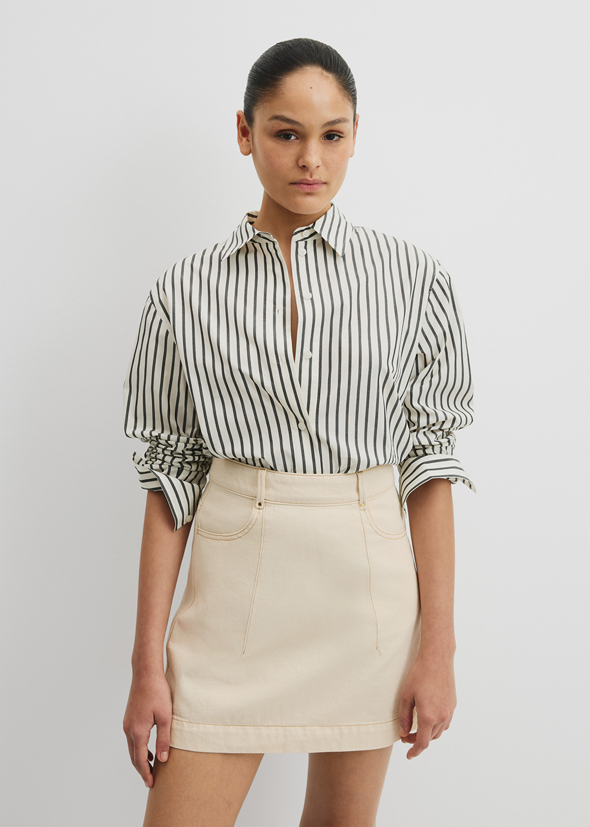 Organically Grown Cotton Stripe Poplin Shirt