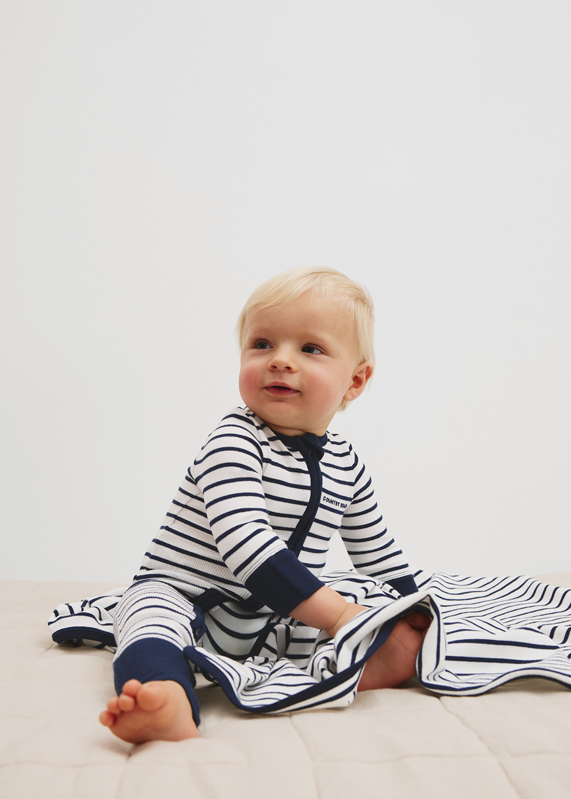Organically Grown Cotton Stripe Rib Jumpsuit