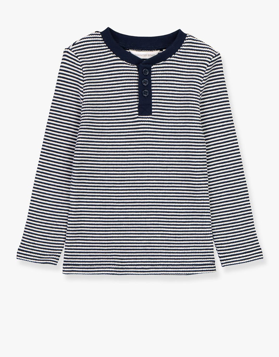 Organically Grown Cotton Stripe Waffle Henley | Woolworths.co.za