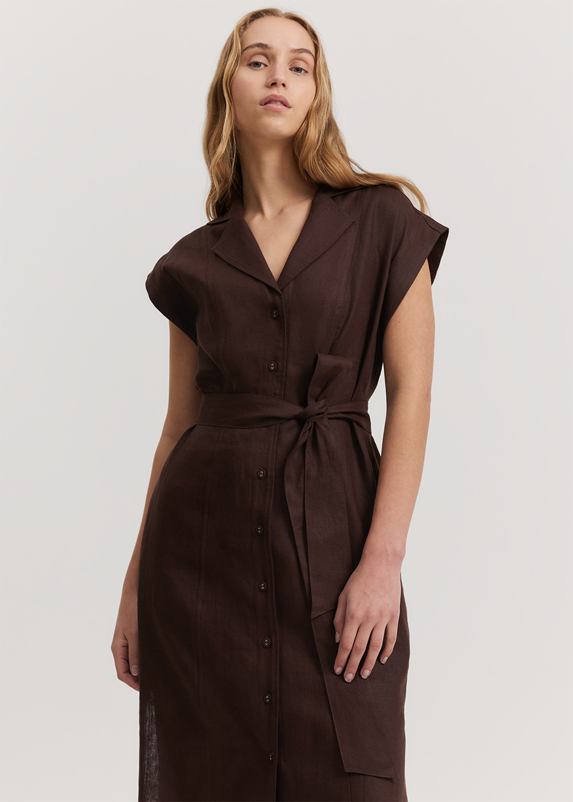 Organically Grown Linen Cap Sleeve Midi Dress | Woolworths.co.za